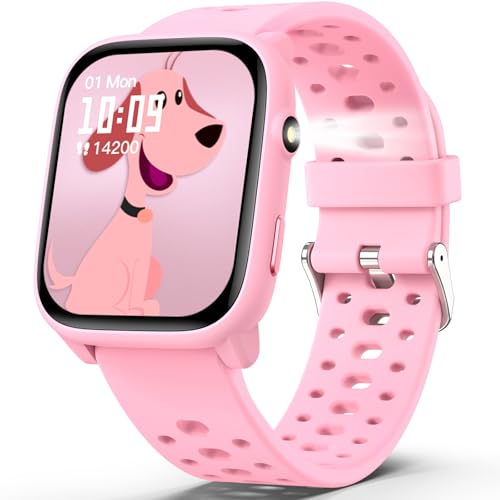 Mgaolo Kids Smart Watch 1.85 Upgrade - Fitness Tracker with Heart Rate Sleep Monitor 100+ Sports Modes 12 Puzzle Games Activity Tracker for Boys Girls Outdoor Fun (Pink)