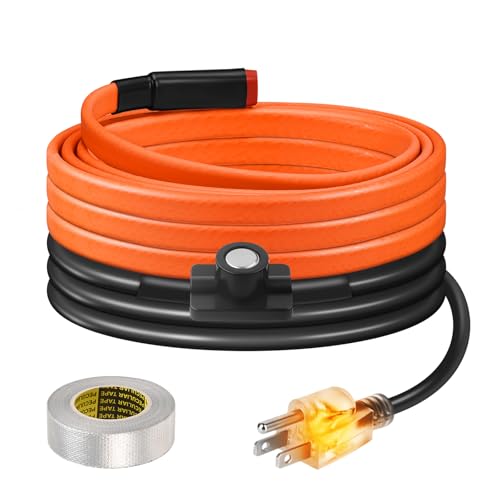 6FT Heat Tape for Water Pipes Freeze Protection IP65 Waterproof 7W/FT 110V BDDFOTO Water Pipe Heat Cable With Thermostat Self-Regulating Pipe Heater for House Garden/RV Camper