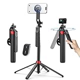 PlusAcc 176 cm Trépied magnétique pour MagSafe Selfie   Support Stable en Aluminium et Support de Voyage Rotatif à 360°   Compatible avec iPhone/Smartphones pour Selfies, enregistrements vidéo en