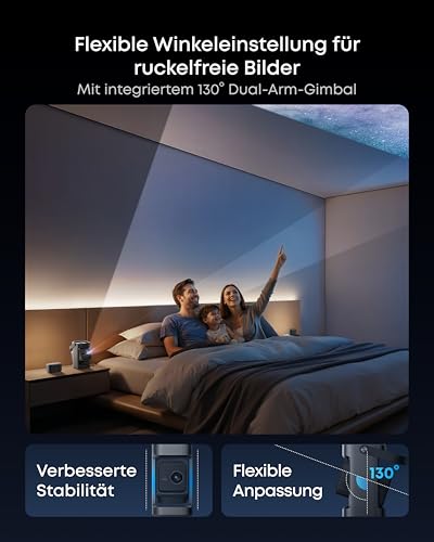 soundcore Nebula P1|Beamer klein mit abnehmbarem Lautsprecher und integriertem AV-System, 650 ANSI Lumen, 1080p, 2.0 Surround Sound, Dolby Audio, 130°-Gimbal, Auto Kalibrierung, max. 180", Google TV – Bild 6