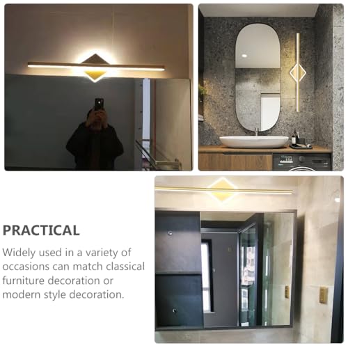 Miniatura 9 de Housoutil Luz Baño Para Espejo, 40cm Oro Uz Baño Para Espejo, Luz De Tres Tonos Aplique Pared, Nórdico Minimalista Moderno, Apliques Cuadrados De