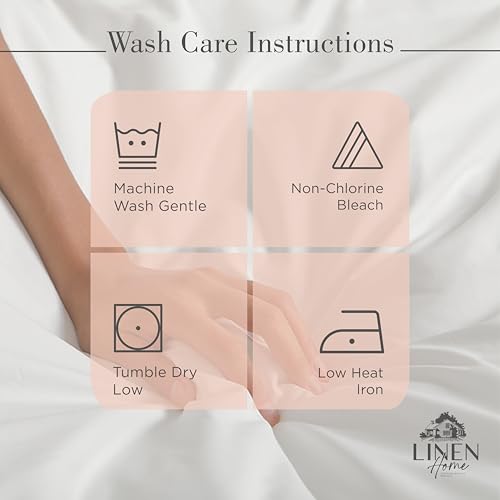 Image of Linen Home 100% Cotton Percale Sheets Full Size, Brushed Rose, Deep Pocket, 4 Pieces Set - 1 Flat, 1 Deep Pocket Fitted Sheet and 2 Pillowcases, Crisp Cool and Strong Bed Linen