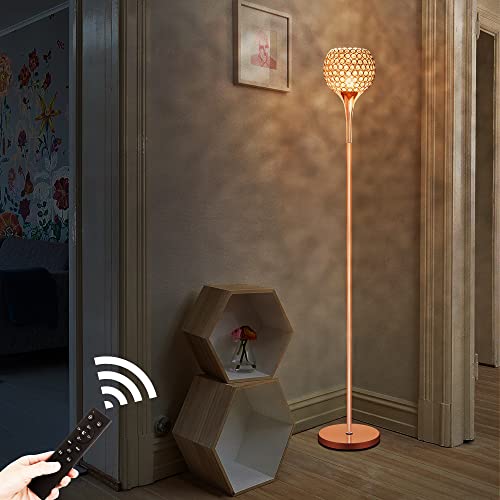 Bodkar Crystal Floor Lamp Rose Gold, Remote Control Modern Standing Lamp For Living Room, Bedroom (With Bulb) #TOP2