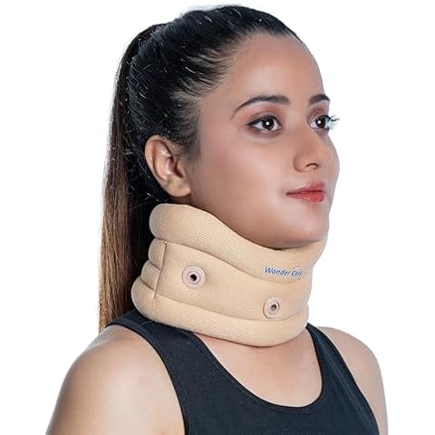 Wonder Care Soft Cervical Collar Adjustable Collar Neck Support Brace Neck Support Soft Neck Collar Neck Brace for Neck Pain and Support for Women & Men (Beige, Medium, 3.5" Depth) Cover