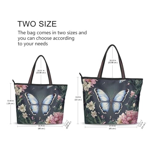Bolsos tote para mujer con diseño de mariposa, bolsos de trabajo y carteras medias con cremallera y bolsillos, 2 tamaños miniatura 3