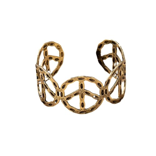 Chunky Gold Cuff Bracelets Wide Cuff Bangle Bracelet Flower Butterfly Leaf Peace Sign Star Open Chunky Cuff Bracelet Wrist Cuff Wrap Bracelet for Women Girls