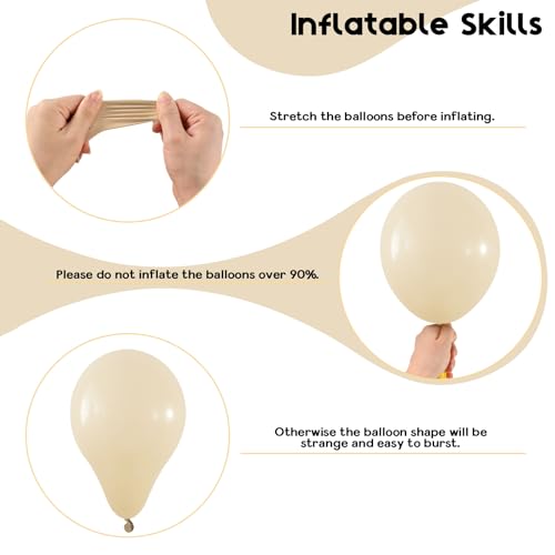 Image of Brown Beige Gold Balloons Blush Neutral Tan Sand White Champagne Latex Balloon 50pcs 12inch Retro Apricot Cococa Coffee Helium Balloons for Bear Boho Birthday Baby Shower Party Decorations