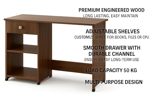 Image of Laptop Table Study Desk with Drawer for Home Office Free Assembly Included