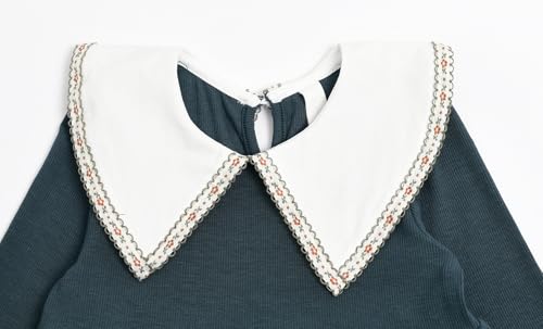 LittleSpring Girls Long Sleeve Dress with Peter Pan Collar Casual Dresses3