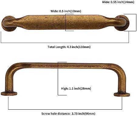 Asidrama 10 Pack 3.75 Inch(96mm) Antique Brass Kitchen Cabinet Handles, Cabinet Pulls Vintage Retro Kitchen Cabinet Hardware for Cupboard Drawer Handles Dresser Pulls - 1