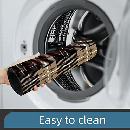 Lorvies Tartan Plaid Brown Coffee Pattern Indoor Door Mat, Non-Slip Absorbent Doormat Inside Floor Mats Area Rug For Entryway, Machine Washable Entrance Rug Outdoor 20X47 #TOP6