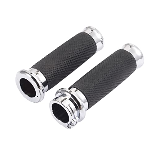 Amazicha 1" Chrome Motorcycle Hand Grip Handlebar Grips Compatible For Harley Davidson Sportster Honda Yamaha Suzuki Kawasaki Harley Cruiser #TOP24