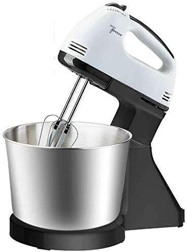 Electric Hand Mixer Cake Mixer Hand Whisk 7 Speed Food Mixers Handheld Flour Bread Egg Beater Blenders with Bowl 2 x Beaters 2 x Dough Hooks (Gray