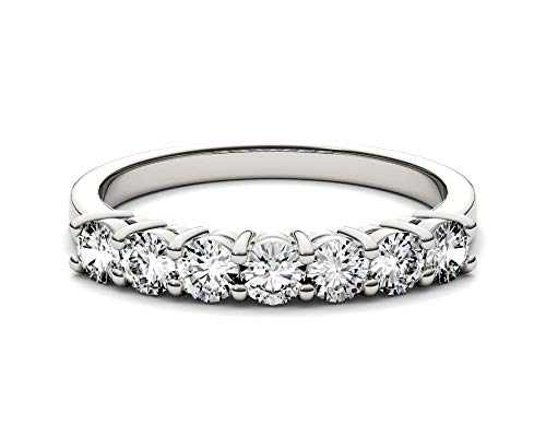 Charles & Colvard 14K White Gold Moissanite 3mm Round Wedding Band, 0.70cttw DEW4