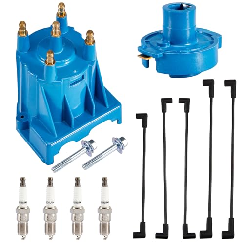 Tune Up Kit Distributor Cap Rotor 4X Spark Plugs 5X Spark Plug Wires Compatible with 3.0L 4cyl Mer-Cruiser Engines Made by General Motors with Delco EST Ignition Systems #811635Q2 816761Q14