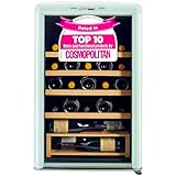 Unique Appliances Classic Retro Electric Wine Cooler, 28-Bottle Wine Fridge with Adjustable Wooden Shelves and Intuitive Digital Control Panel, Single Zone, 21