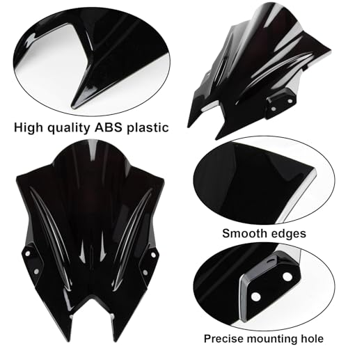 Image of PSLER Motorcycle Windshield Windscreen for Ninja 500 2024-2026, Black | Double bubble windshield helps deflect wind for highway and daily rides, various colors with aggressive looking design