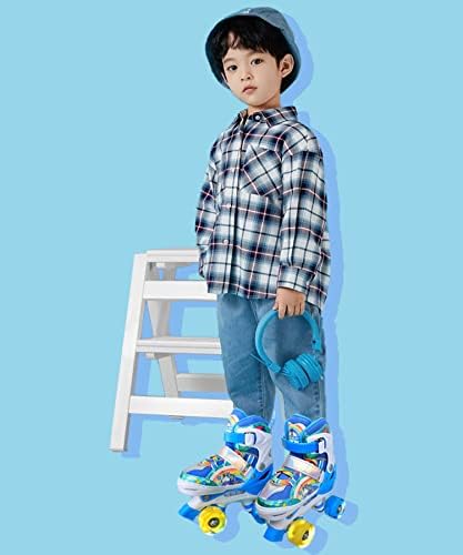 Rainbow Unicorn Kids Roller Skates for Girls Boys Toddler Ages 3-6,4-Pejiijar Adjustable Roller Shoes with Luminous Wheels for Birthday Xmas Gifts
