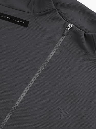 Image of TECHNOSPORT Men's Regular Fit Solid Mock Collar Jacket With Elasto Plus for Sports, Gym & Regular Use