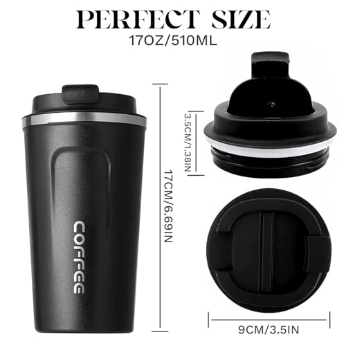 Image of Insulated Travel Coffee Mug, Stainless Steel Coffee Cup with Leakproof Lid | Double-wall insulation keeps drinks hot or cold for hours, with a leakproof lid and portable stainless steel design