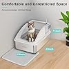 Stainless Steel Litter Box | XL Enclosed Cat Litter Boxes with Lid for Big Cats | High Sided, Anti-Urine Leakage | Non-Stick Bottom & Includes Litter Mat & Metal Scoop #3