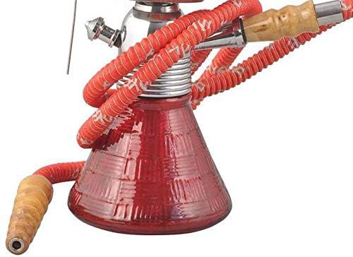 Image of AL-Sheesh Mya Petite Glass Hookah | Designer Alumunium 9 inch Inch Glass, Iron Hookah Set Heavy Smoke | Perfect for Party (Red)