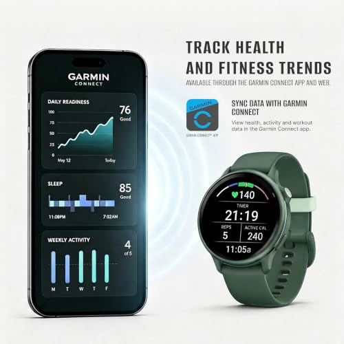 Garmin vivoactive 6, Health and Fitness GPS Smartwatch, AMOLED Display, Up to 11 Days of Battery, Jasper Green with Silicone Band, 010-02985-02 - Bundle w/Deco Essentials 2-Year CPS Plan - image 8