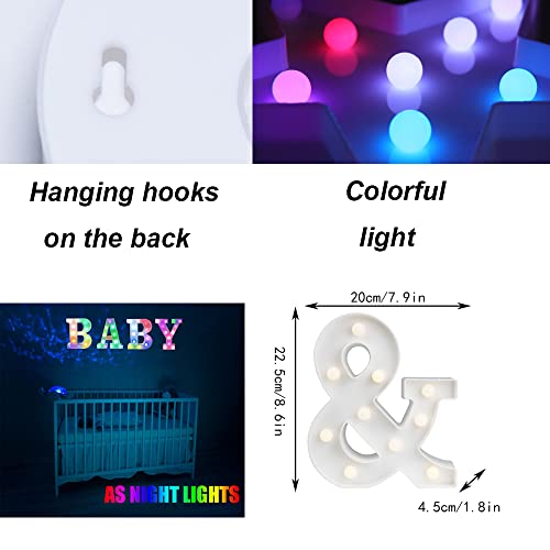 Image of LED Marquee Letter Lights, 18 Colors Changing Light Up Letters with Remote, RGB Alphabet Letters Sign for Girls Boys Gift Birthday Party Night Light Bedroom Wedding Christmas Decor-Colorful &