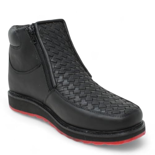 Men’s Genuine Petatillo Square Toe Double Density Double Zipper Cowboy Western Boots - Red Sole4