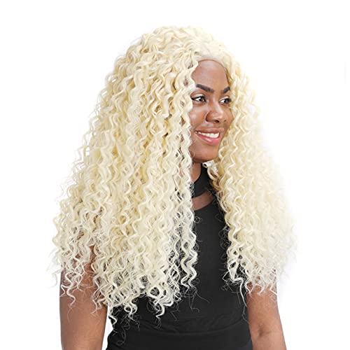 Perruque couvre-chef en dentelle longs cheveux bouclés blanc cassé - 3