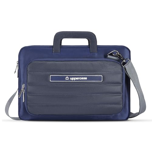 Image of uppercase Node Laptop Sleeve, Multi-Textured Quilted Design, Quick Access Pocket, Trolley Sleeve, Slide-in Handle & Detachable Shoulder Strap, Ideal for Men & Women | Office & Travel
