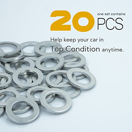 Image of 20Pcs M18 Oil Drain Plug Gasket, Transmission Fluid Drain Plug Crush Washer, Aluminum Crush Washer, Seal Ring by KeeRoarin, 18mm*26mm*2mm