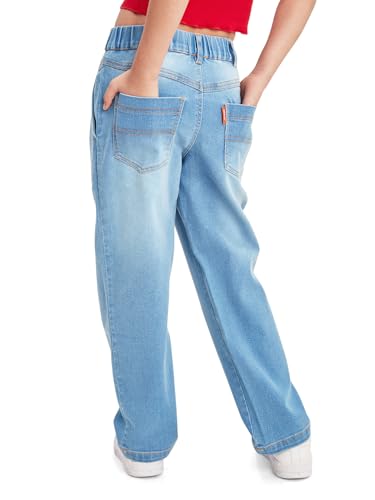 Image of olele Girls Super Jeans Collection for 4-14 Yrs | Stretchable Cotton Denim Trousers | Blue Jeans for Kids | Baggy Denim Pants | Cargo Pants for Girls