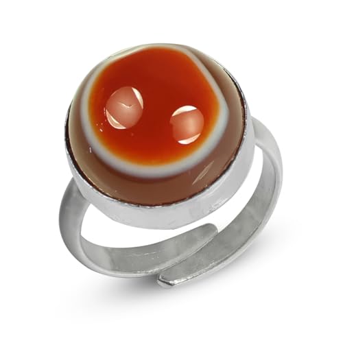 Image of Reiki Crystal Products Certified Red Botswana Agate Sulemani Hakik Ring Natural Crystal Adjustable Gemstone Ring for Unisex