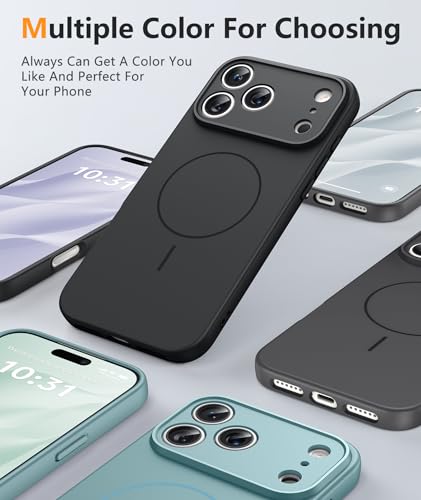 Image of FNTCASE for iPhone 17 Pro Case: [Compatible with Magsafe] Integrated Silicone Phone Cases with [Full Camera Protection] [Screen Protector] Military Grade Shockproof Protective Cover - Full Black