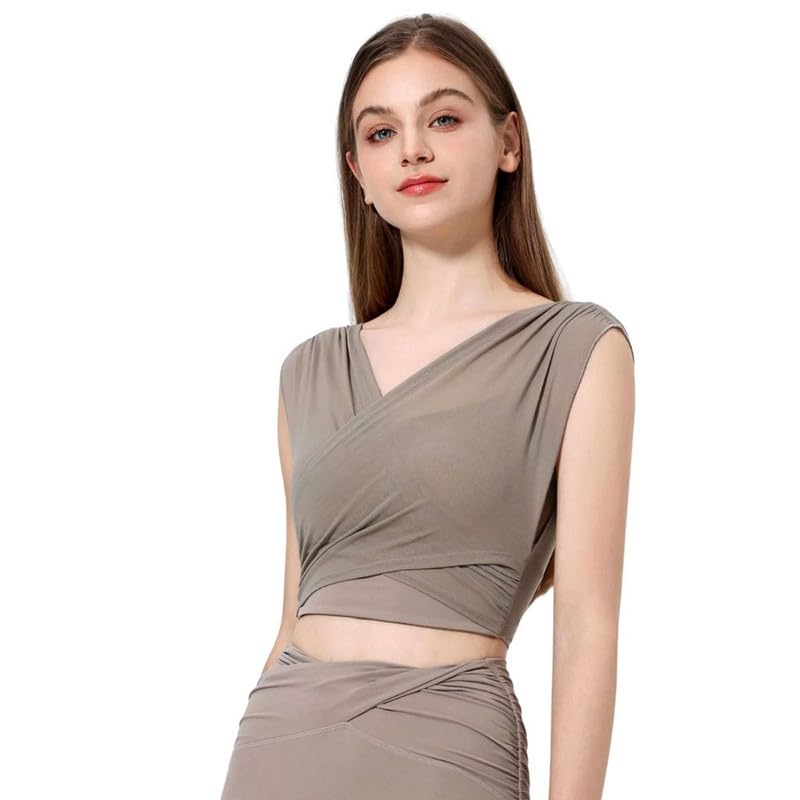 Women's Mesh Two Piece Sports Top Vest Fitness Bra V Neck Comfortable Fabric Top