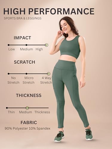 Image of High-Waist Track Suit, Co-ord Set for Women's, Gym wear 2-Piece Workout Set, Sports Bra and Bottom Set, Sports Running Suits, Yoga Wear