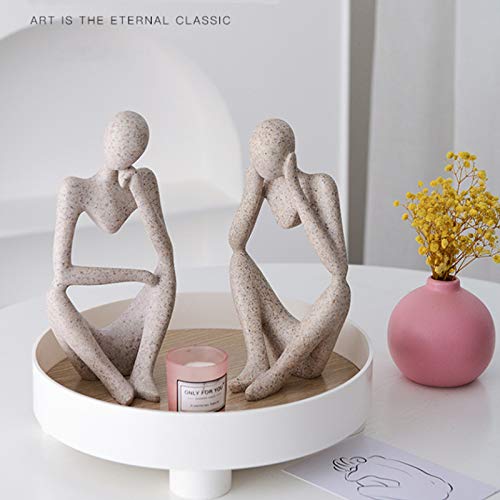 Asng Sandstone Resin Thinker Style Abstract Sculpture Statue Collectible Figurines Home Office Bookshelf Desktop Decor (Sandstone,Left, Small) #TOP2
