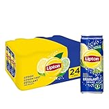 Lipton Ice Tea Pétillant Saveur Citron Citron Vert, Boisson Rafraîchissante Faible en Calories, 33cl, Pack de 24 Canettes