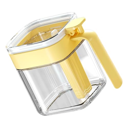 Psdndeww Frascos De Vidrio Apilables De Doble Compartimento con Soporte para Cuchara Y Sello Hermético para Suministros De Repostería Dispensador De Especias Separado con Cuchara