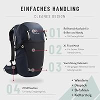NORDKAMM® Profi Wanderrucksack 25L, Rucksack 25l aus Robic® Performance Nylon, Damen und Herren, Hüftgurt hohenverstellbar, inkl. Regenhülle, rot, regular fit – Ansicht 3
