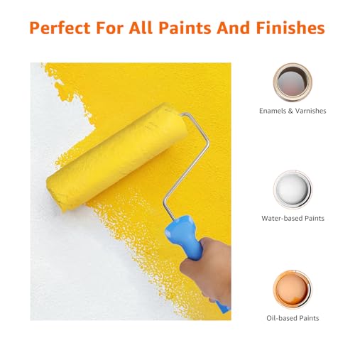 Image of Amazon Basics Microfiber Paint Roller Covers for Painting Walls, Ceilings and House, Smooth Finish, Washable, 9 inch x 3 /8 inch, 12-Pack