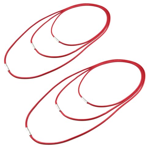 QZKJQDD 6 Stück Lederband für Kette, Armband Lederkette Herren, Lederhalsband Damen, Lederkette mit Verschluss, Geflochten Lederkette, 1.5/3mm Kunstleder Lederband mit Verschluss (Rot)