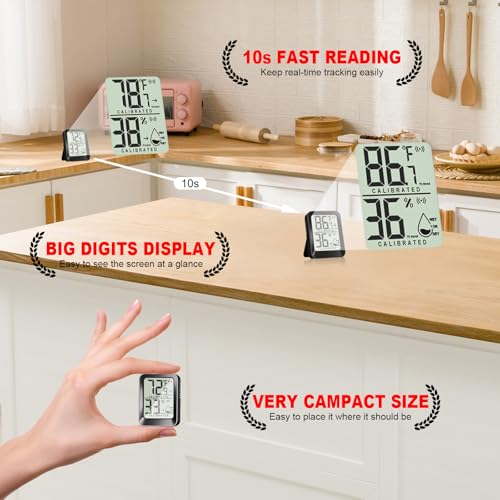 AyayaBoss 3 Pack Room Thermometer Indoor Hygrometer for Home, Digital Sensor Mini Humidity Gauge Meter, Temperature Humidity Monitor for Bedroom, Pet, Plant - Battery Included
