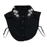 100 nuevo y de alta calidad Cuello falso blanco Cuentas de soporte Cuello desmontable Mujeres falsas Vintage Crystal Lace Ladies Front Tie Falso Blusa Collar Media camisa-Negro 2, ALEMANIA