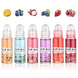 6Pcs Roll On Lip Gloss Set, Mini kids Lip Gloss Fruit Flavored, Moisturizing Lip Oil Make up for Teens and Girls, Hydrating Long Lasting Glossy, Christmas Party Favors Gift, Vegan & Cruelty-Free