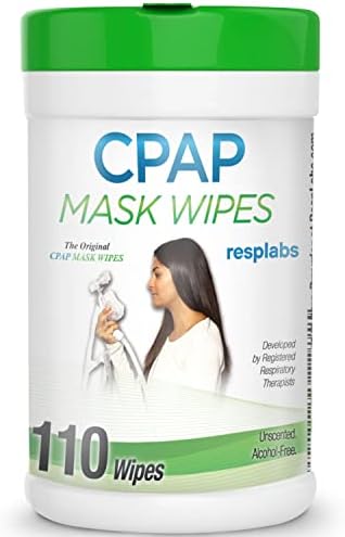 resplabs CPAP Mask Cleaning Wipes - Unscented, Alcohol-free Cleaner for All Masks, Cushions, Supplies - 110 Wipe Pack
