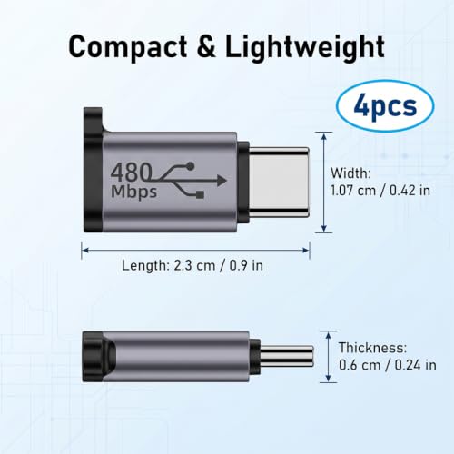 Telaryn Lot de 4 Adaptateurs Micro USB vers USB C, Adaptateur Type C Mâle vers Micro USB Femelle Convertisseur Mâle vers Femelle, Charge et Données OTG, Compatible Smartphones Tablettes USB C – vue 2