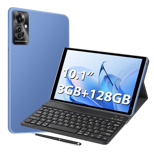 Image of 10.1inch Android 8.1 Tablet, 8-Core Tablet PC with Keyboard & Cases, 3GB+128GB(TF 256G), Dual 4G SIM, T860 GPU, BT5.0, GPS, WiFi 5, Face Unlock, Dual Cameras, 5000mAh Battery (Blue, 3)