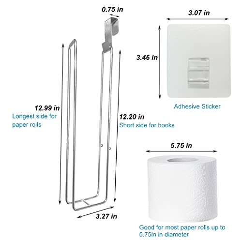 Toilet Paper Holder With Storage Extra 3 Roll Tissue, Over The Tank Toilet Paper Holder Wall Mount, Brushed Nickel And Chrome Tissue Holder For Bathroom Organizer, Adhesive Paper Towel Holder, 1Pcs #TOP3